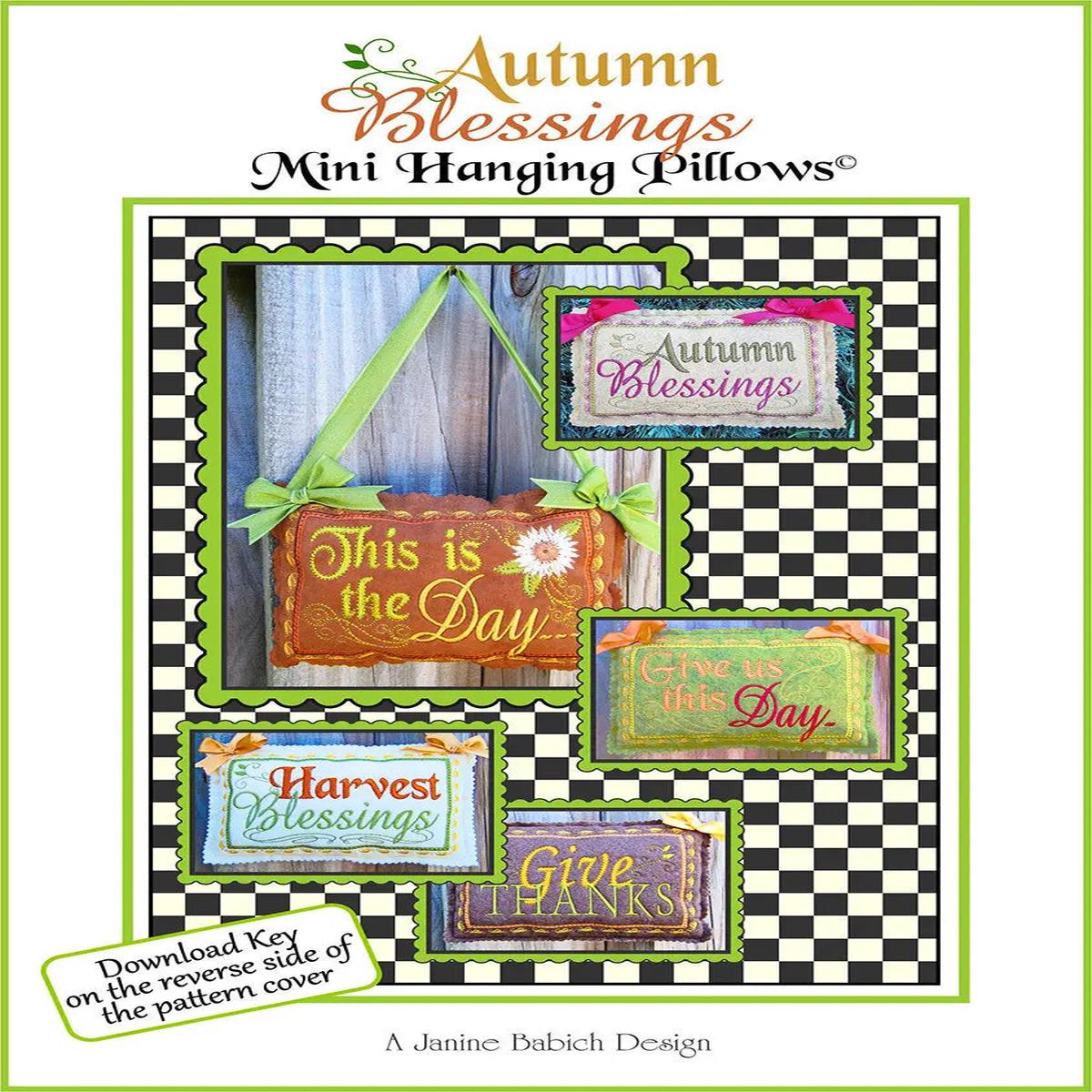 Autumn Blessings Mini Hanging Pillows Machine Embroidery