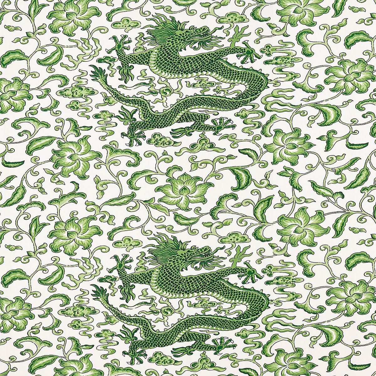 Chi'En Dragon Linen Print - Jade by Scalamandre Fabric