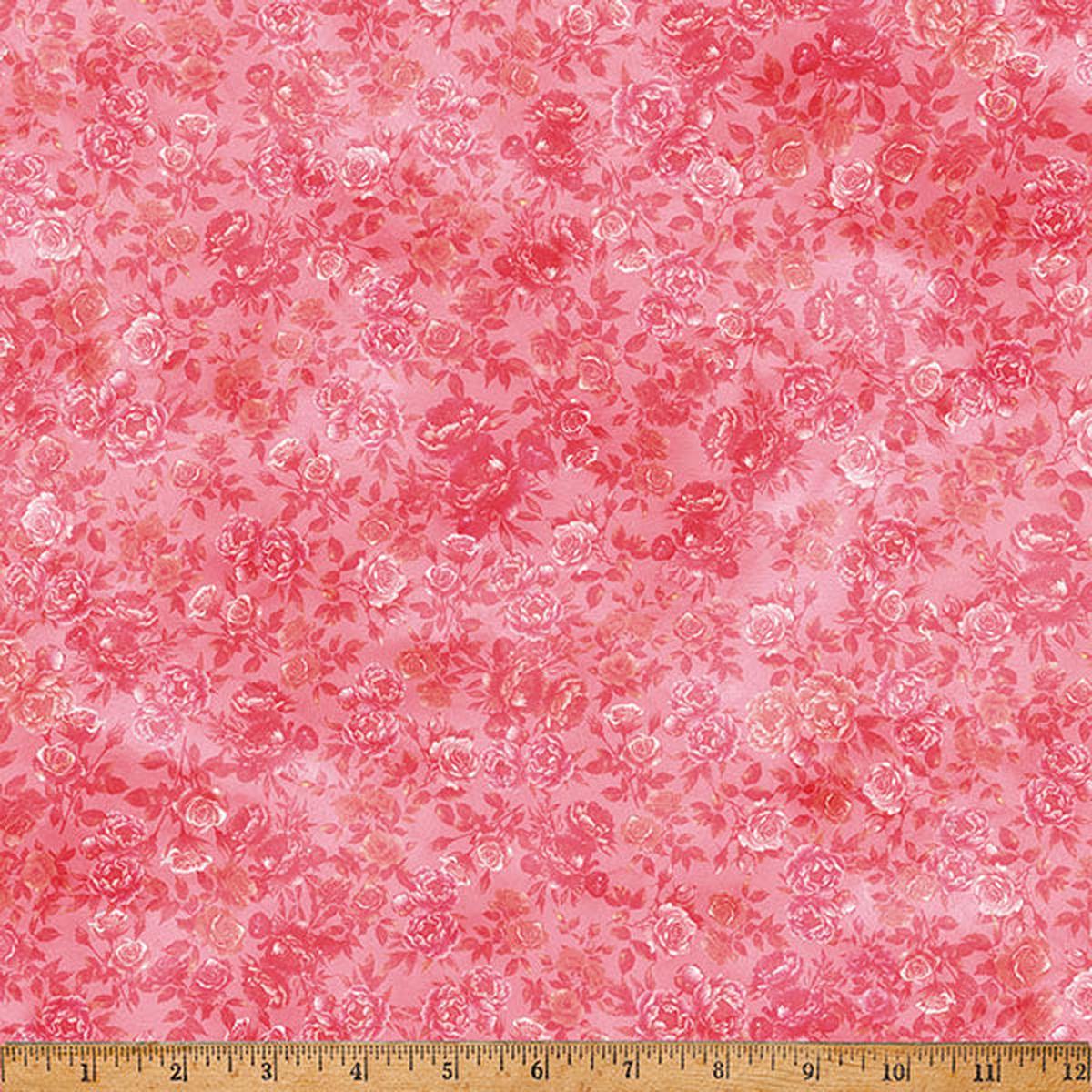 Guava Floral Soiree 43"/44" Fabric Per Yard