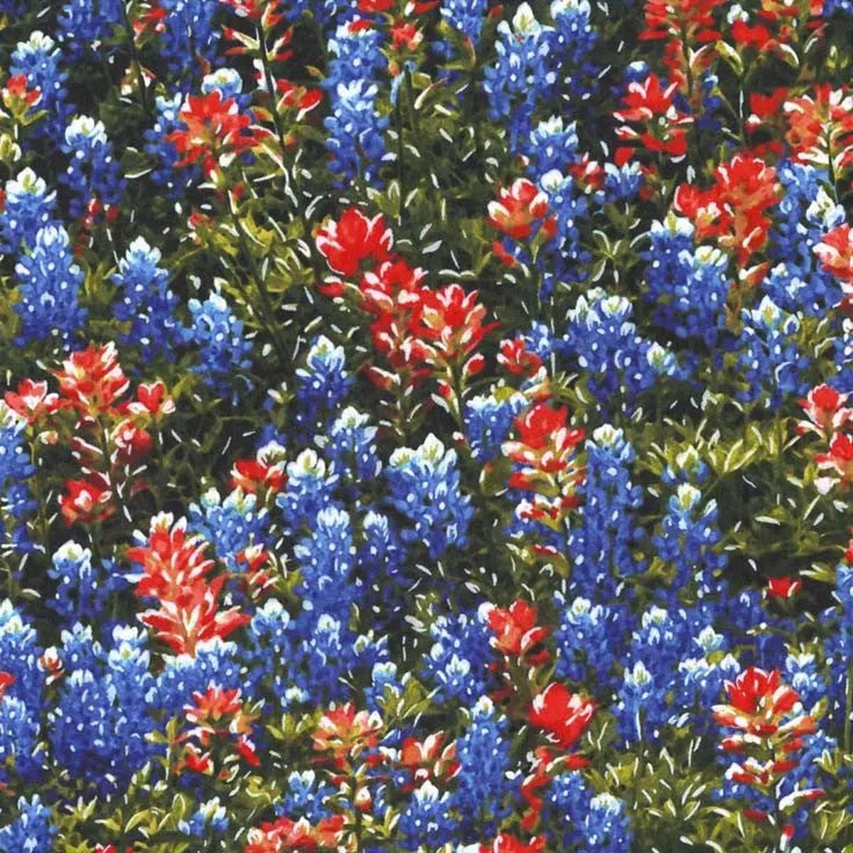 Multi Essentials Texas Flowers 44"/45" Cotton Fabric Per Yard
