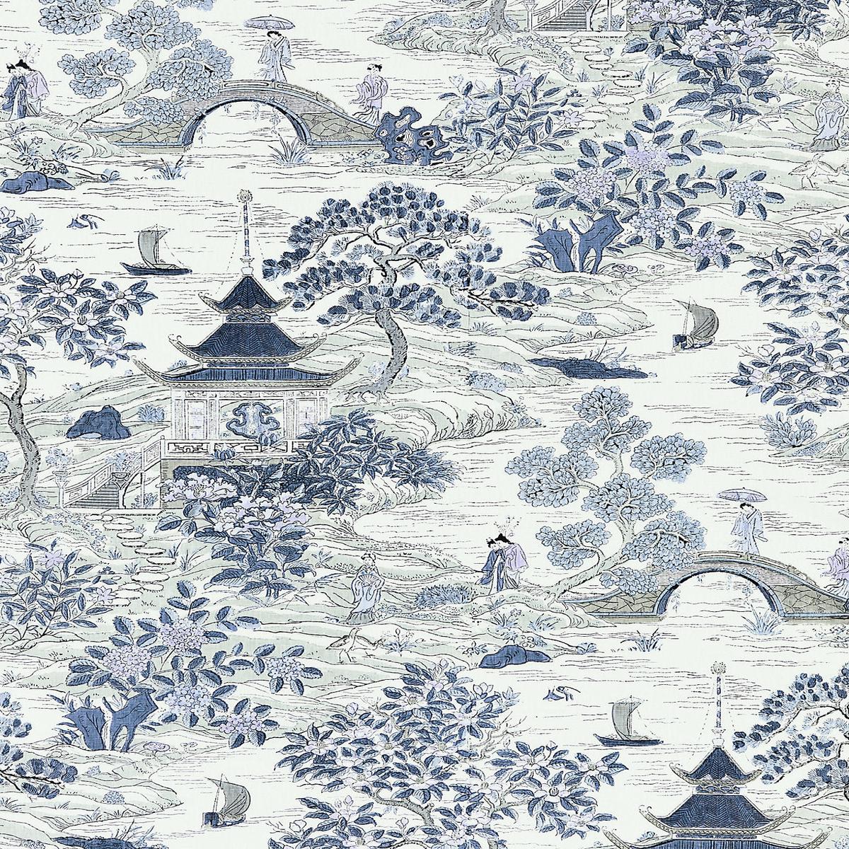 Satomi Hand Block Print - Evening Blue by Scalamandre Fabric