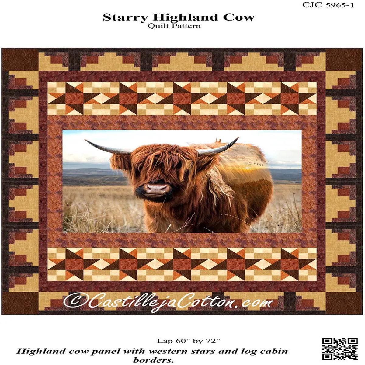 Starry Highland Cow Quilt Pattern