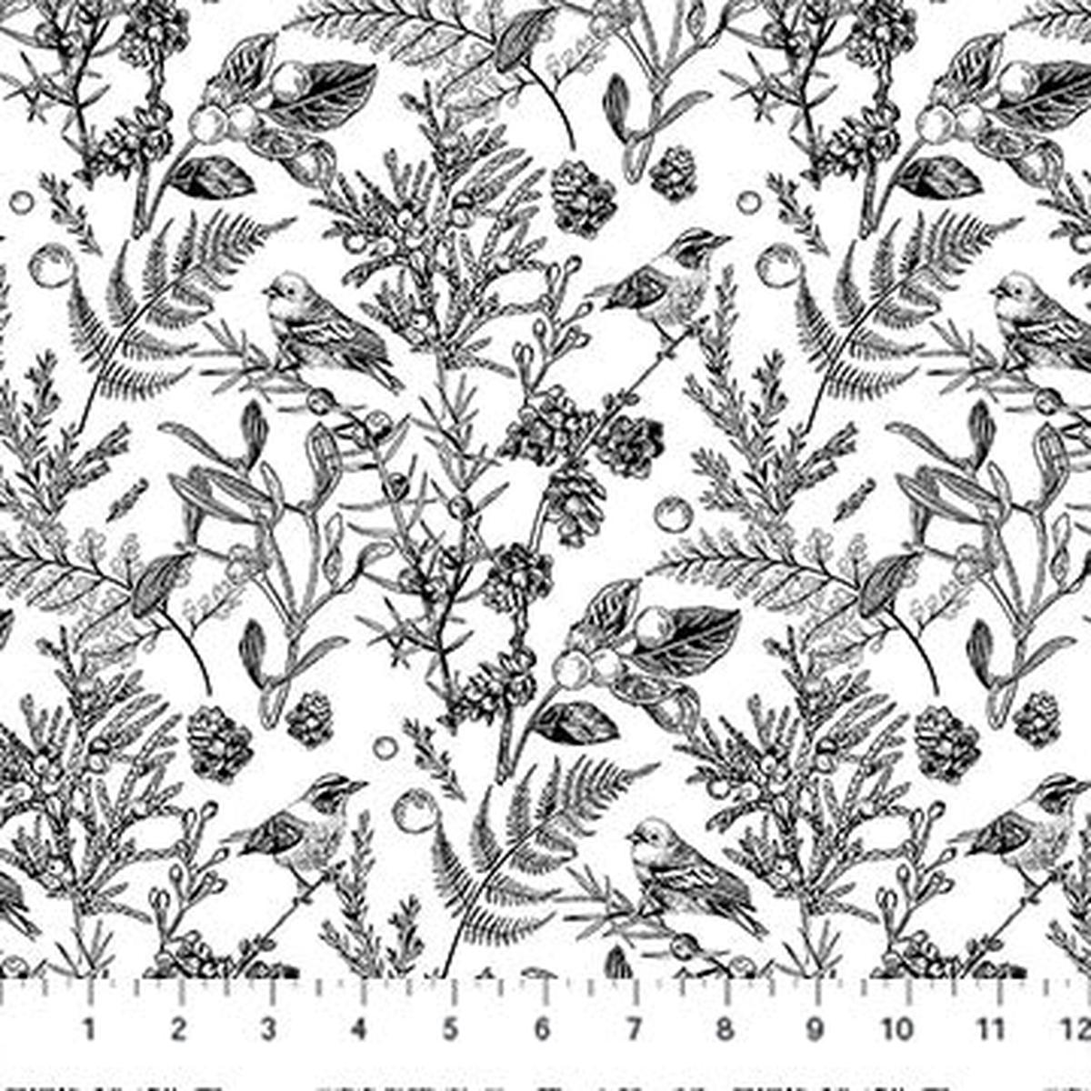 White/Black 28526-10 Nature's Sketchbook Cotton 44"/45" Fabric Per Yard