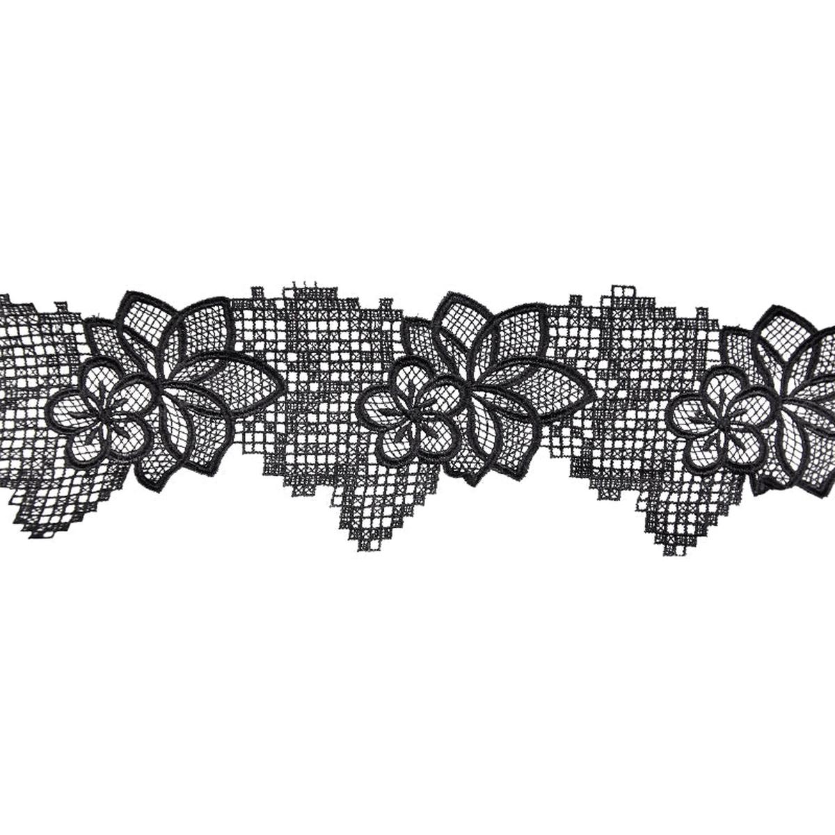 3-inch Black Venise Lace Trim 5 Yard Roll | Style BV-189