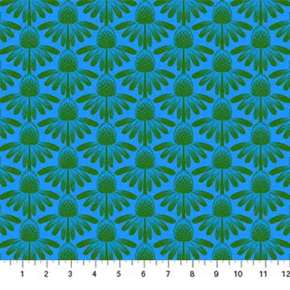 Blue Echinacea Indelible by Anna Maria for Northcott Cotton 44"/45" Fabric Per Yard