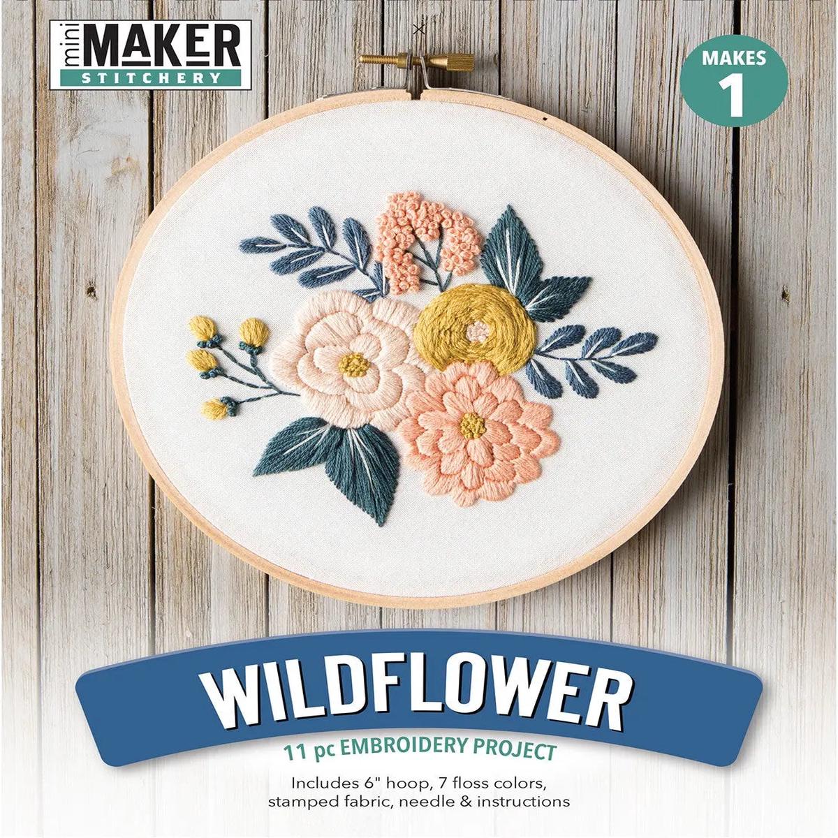 Leisure Arts Kit Embroidery 6in Wildflowers