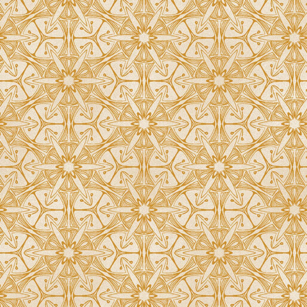Pismo Mango/Ivory Ground Works Cotton 44"/45" Fabric Per Yard