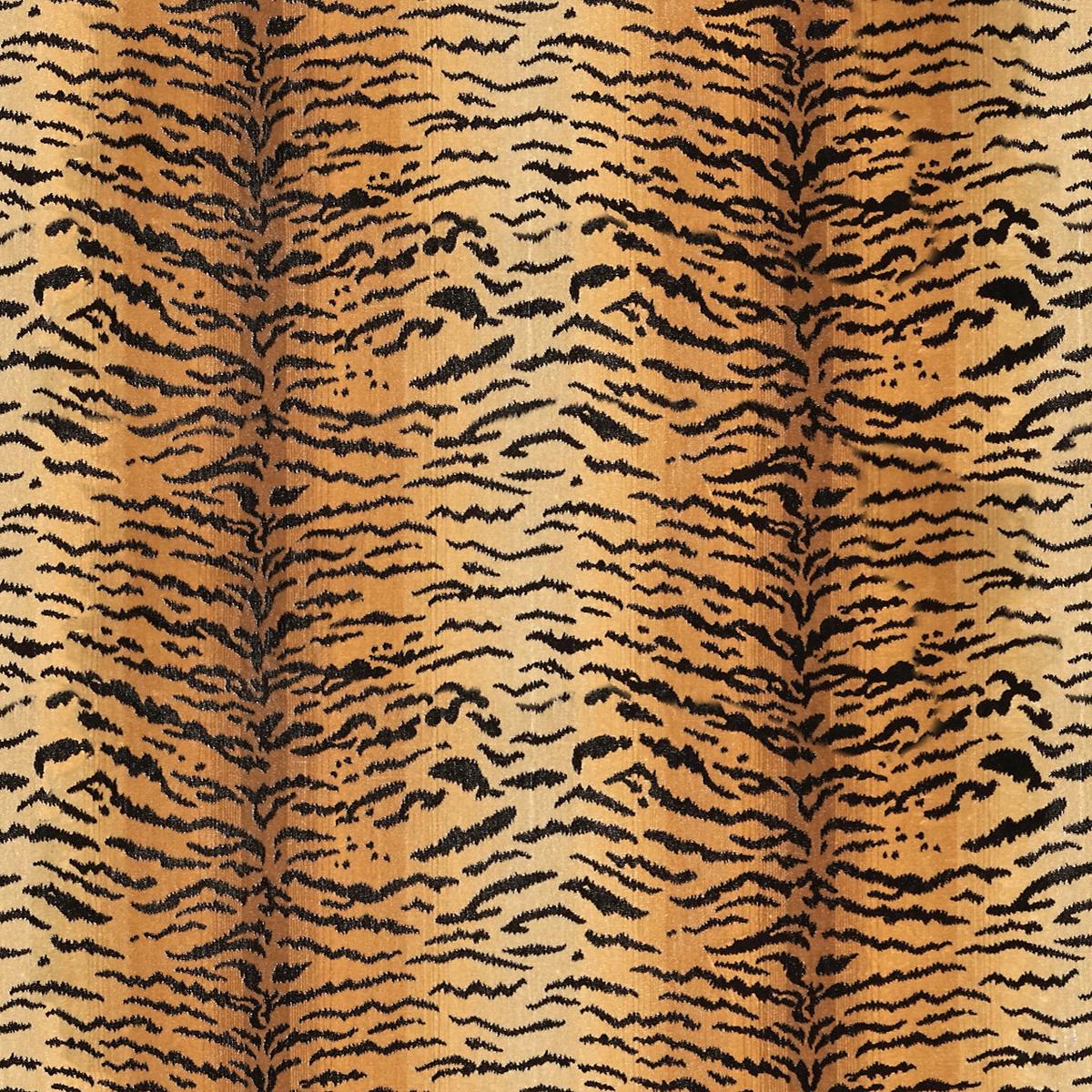 Tigre | Silk - Ivory, Gold & Black by Scalamandre Fabric