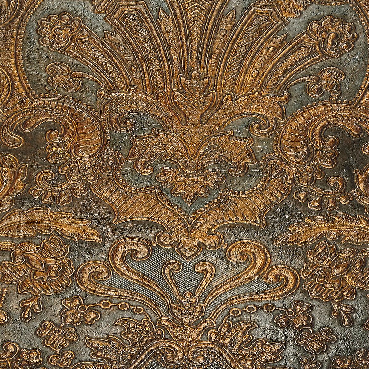 Cuir Colbert - Bleu/Gold by Scalamandre Fabric