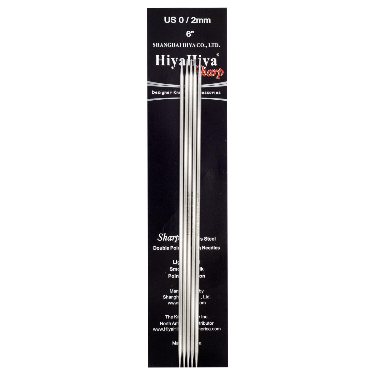 HiyaHiya Stainless Steel Double Point Needles 6" (Sizes 0 to 10)