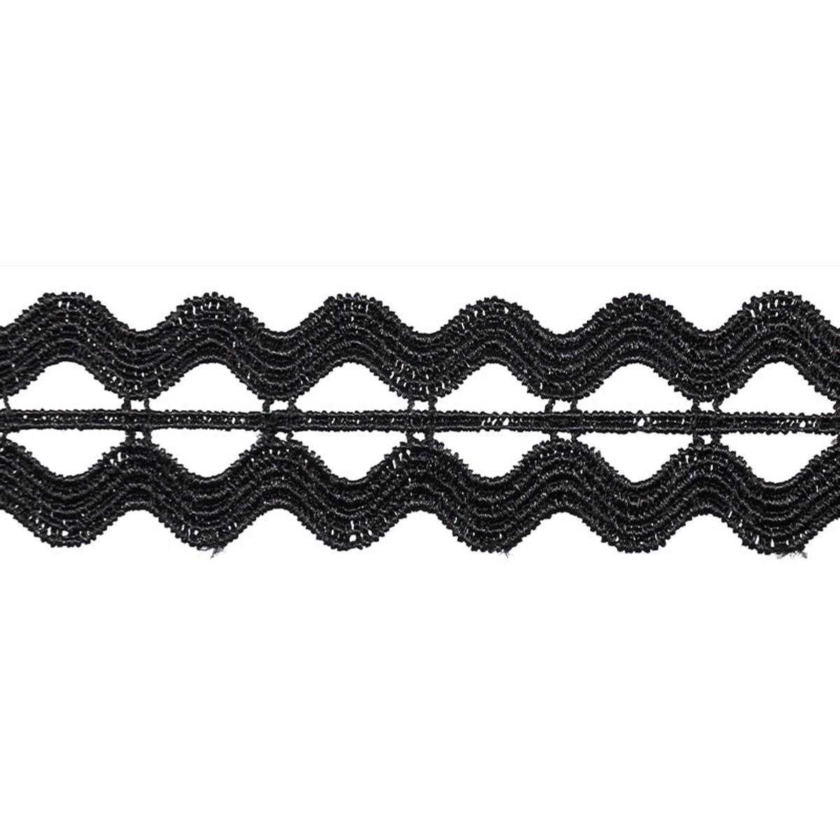 Double Wave Lace Trim, 1-inch X 5 Yards Scalloped Ric Rac Openwork Border