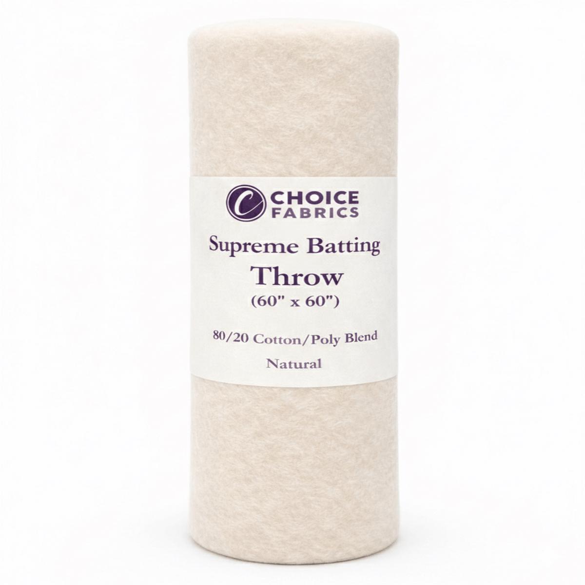 Choice Supreme Batting - 80/20 Cotton/Poly Blend - Throw (60" x 60")
