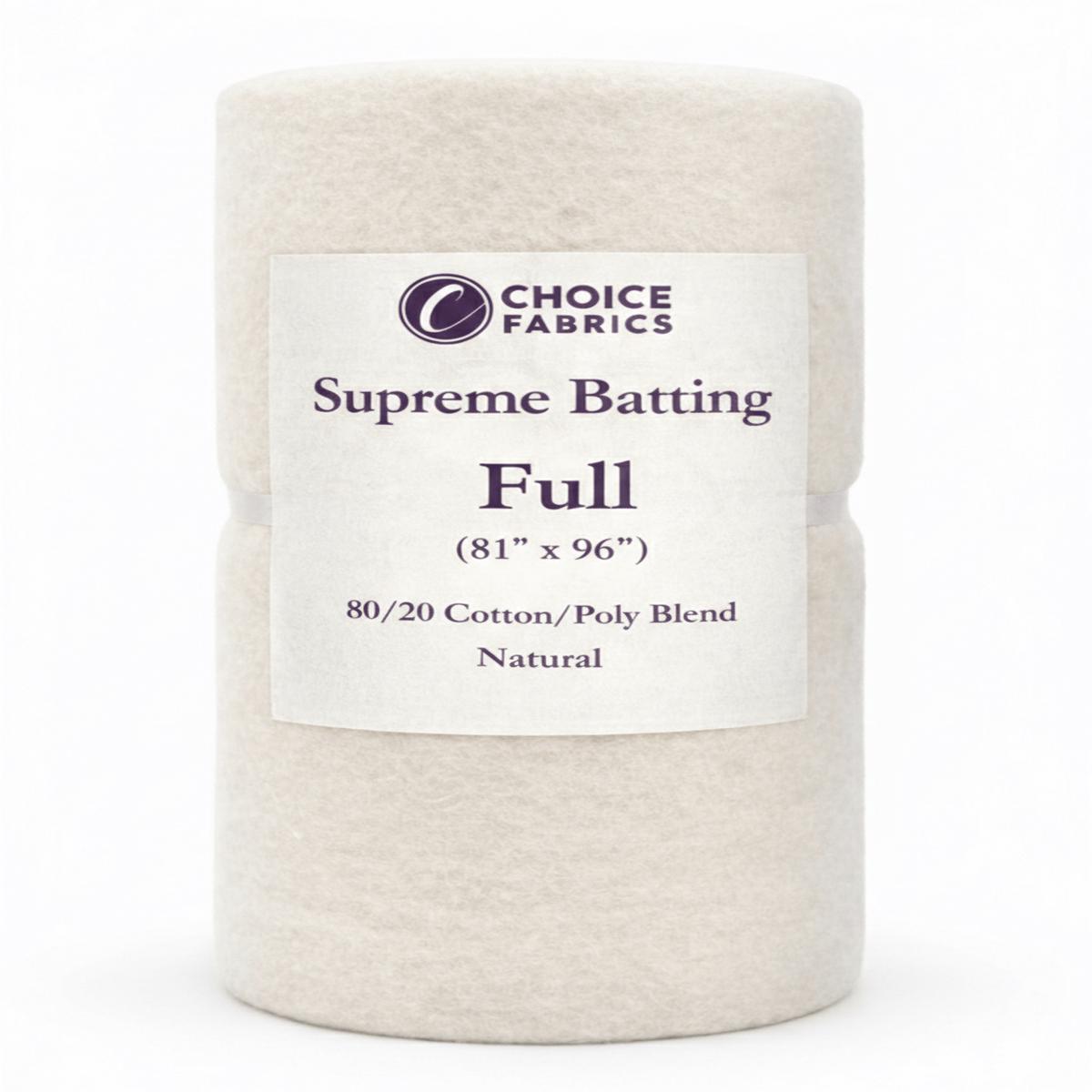 Choice Supreme Batting - 80/20 Cotton/Poly Blend - Full (81" x 96")
