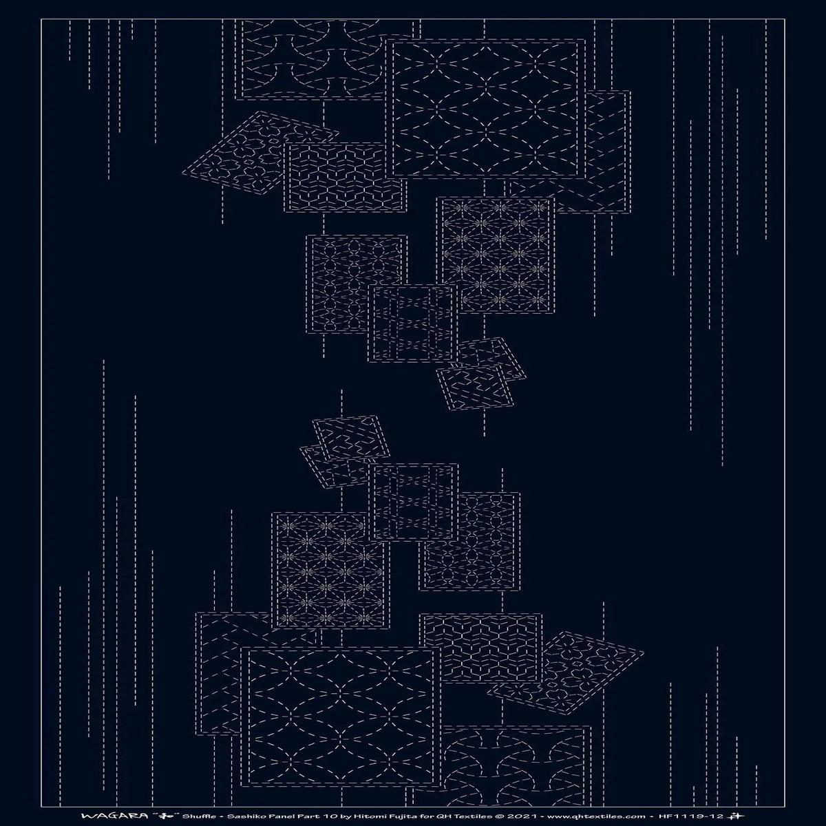 Wagara Sashiko Panel Part 10 Shuffle Navy