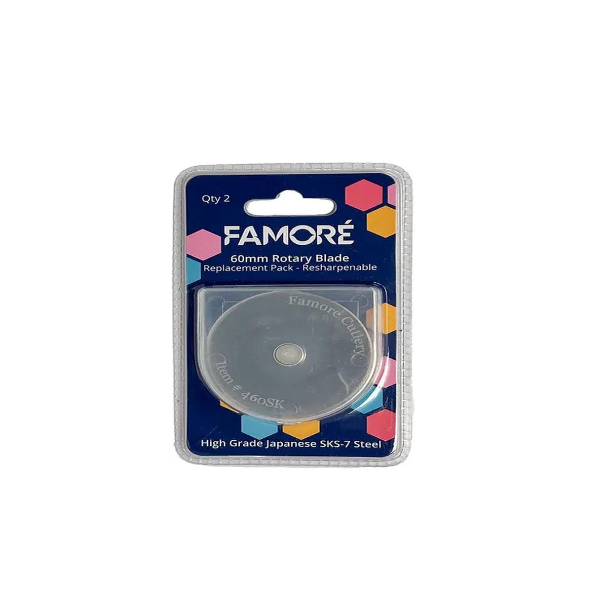Famor 60mm Rotary Cutter Replacement Blades - Count 2