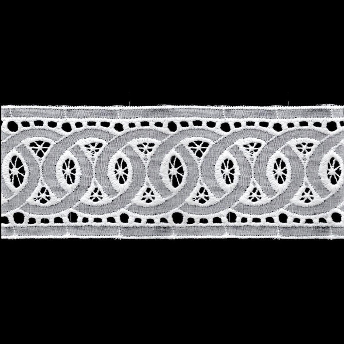 White Circle Chain Eyelet Lace Trim, 2 5/8-in X 5 Yards Eyelet Ribbon for Sewing, Crafts & Garments