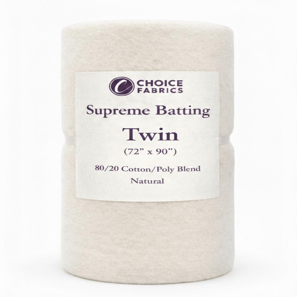 Choice Supreme Batting - 80/20 Cotton/Poly Blend - Twin (72" x 90")