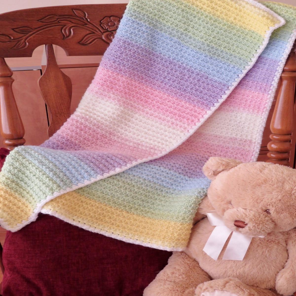 Wrapped in Rainbows: A Trinity Stitch Baby Blanket (Crochet)