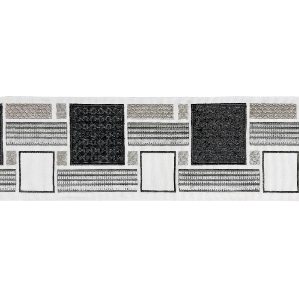 4-inch Decorative Woven Jacquard Trim Tape - Geometric Block Pattern 5 Yard Roll | Style BR-756
