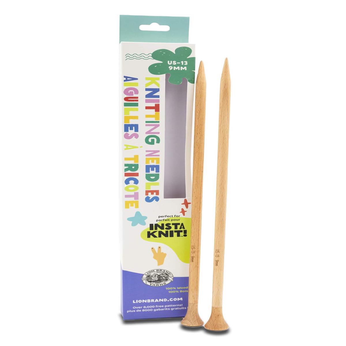 Lion Brand Wooden Knitting Needles 12.75" Size 13 (9mm)