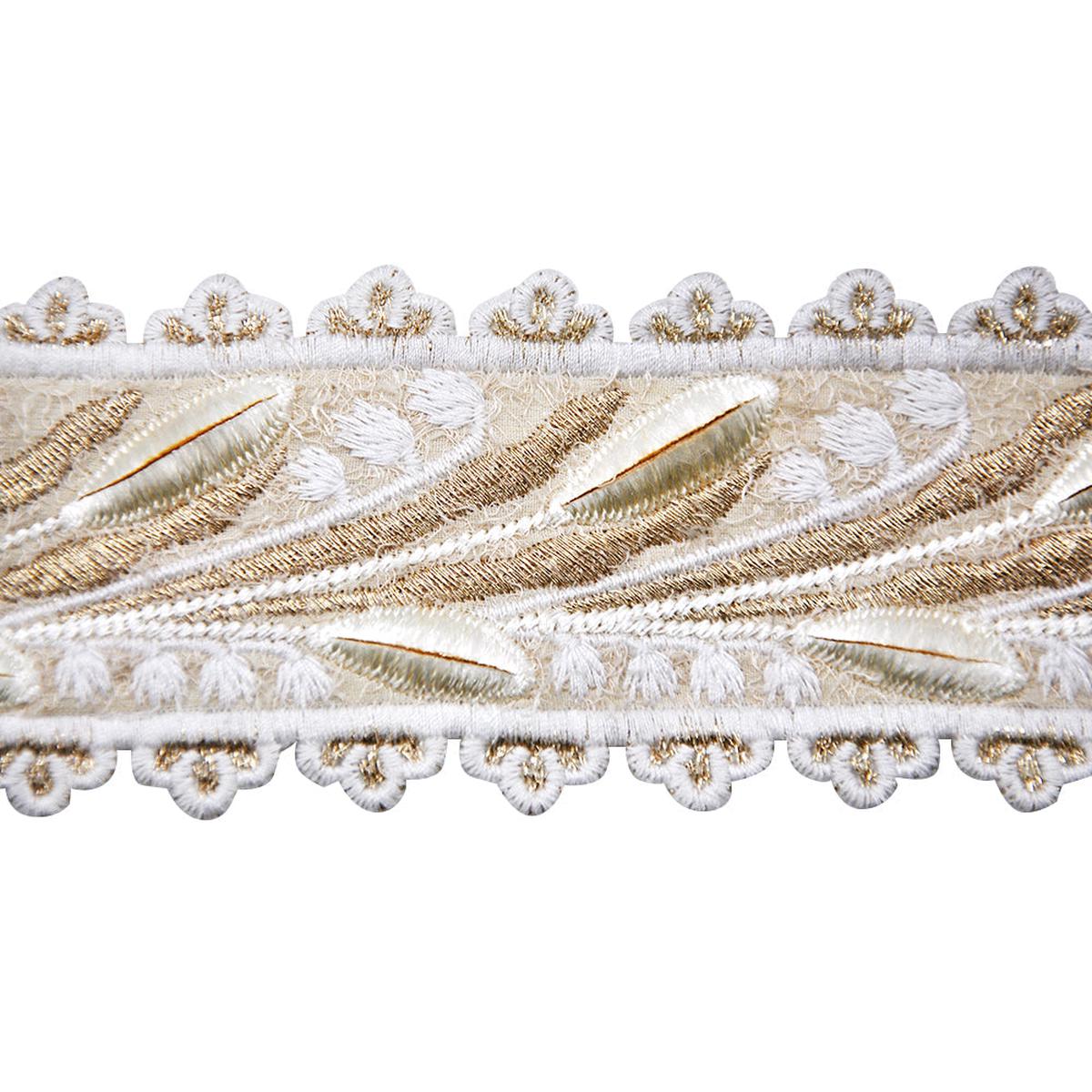 3-inch Decorative Embroidered Feather Design Trim Tape 5 Yard Roll | Style BR-7534