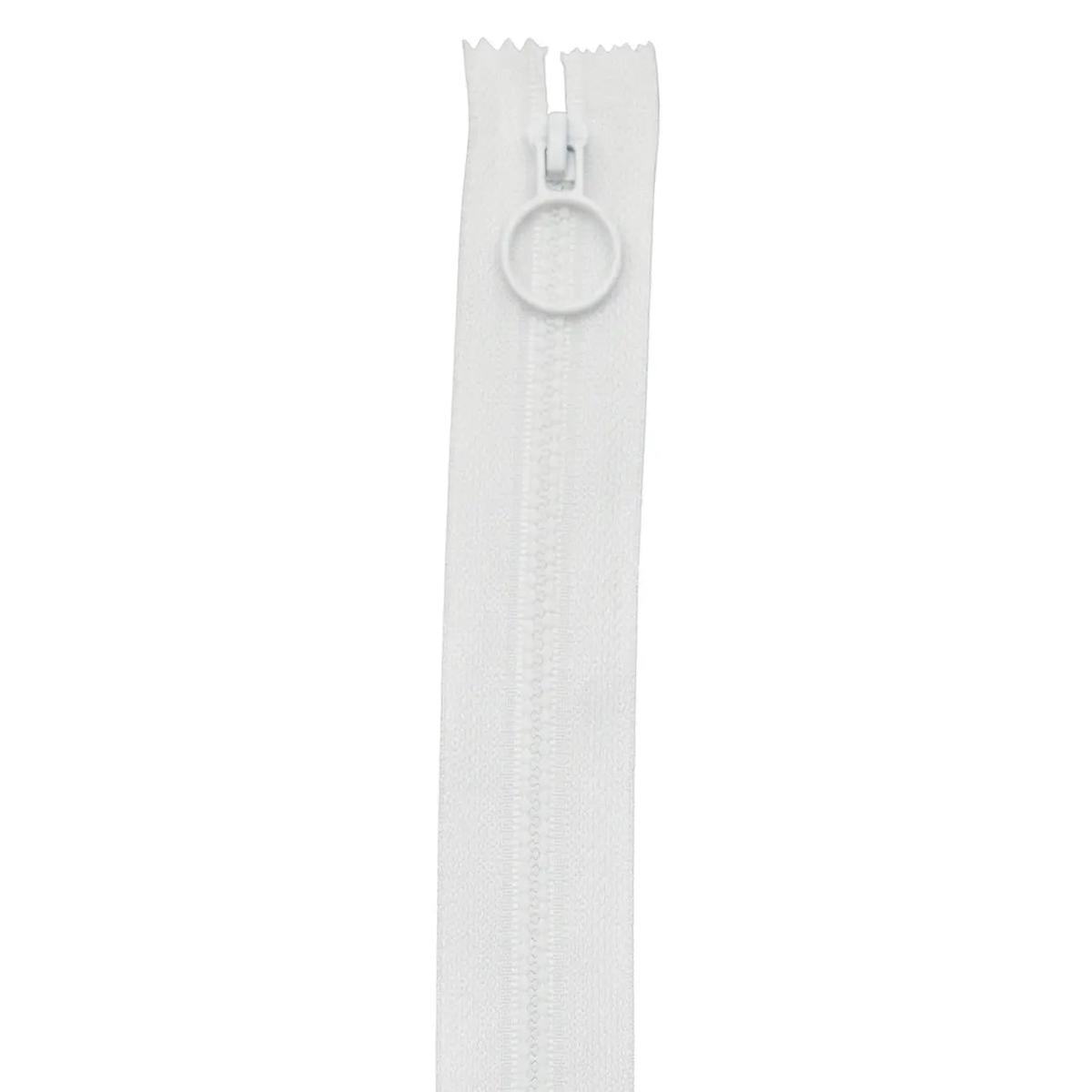 20in White Hoop Pull Zipper 2pk