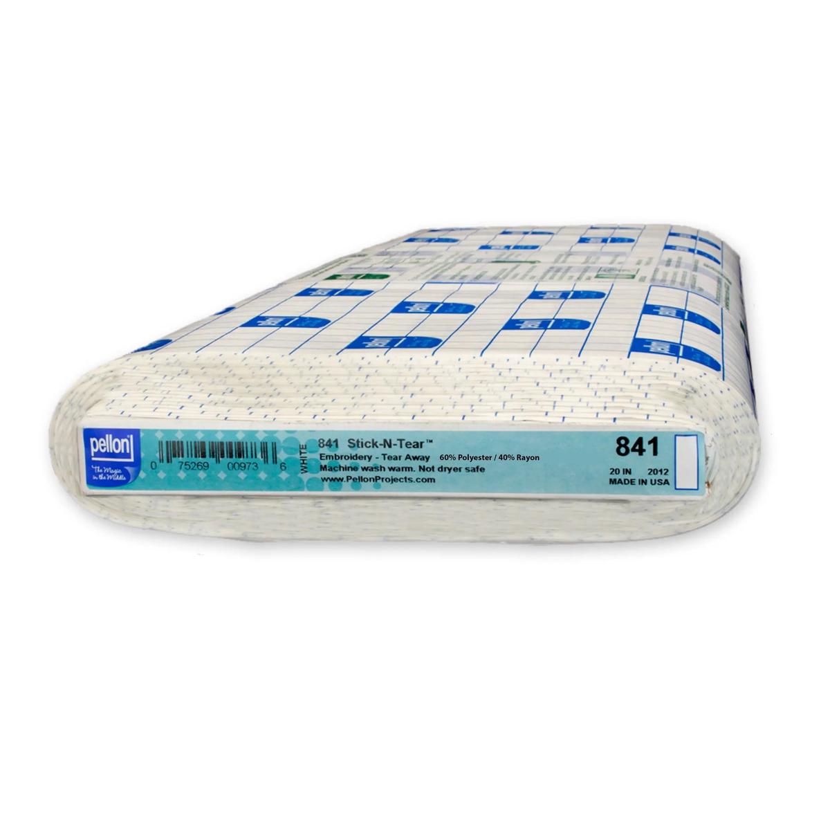 Pellon 841 Stick-N-Tear Stabilizer 20" x 10 yards Bolt. Color: White.