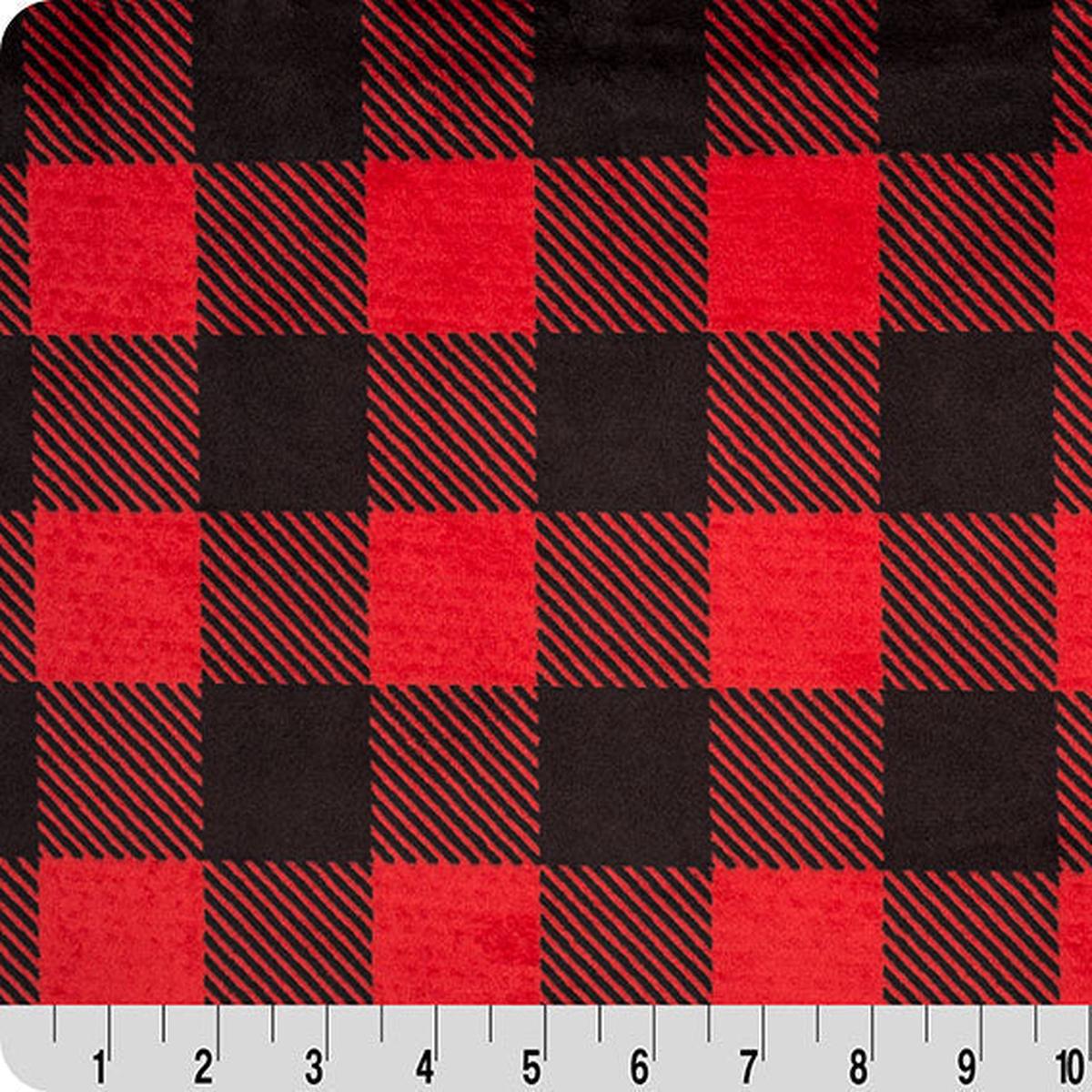 Scarlet/Black Buffalo Check Cuddle 58/60" Fabric Per Yard