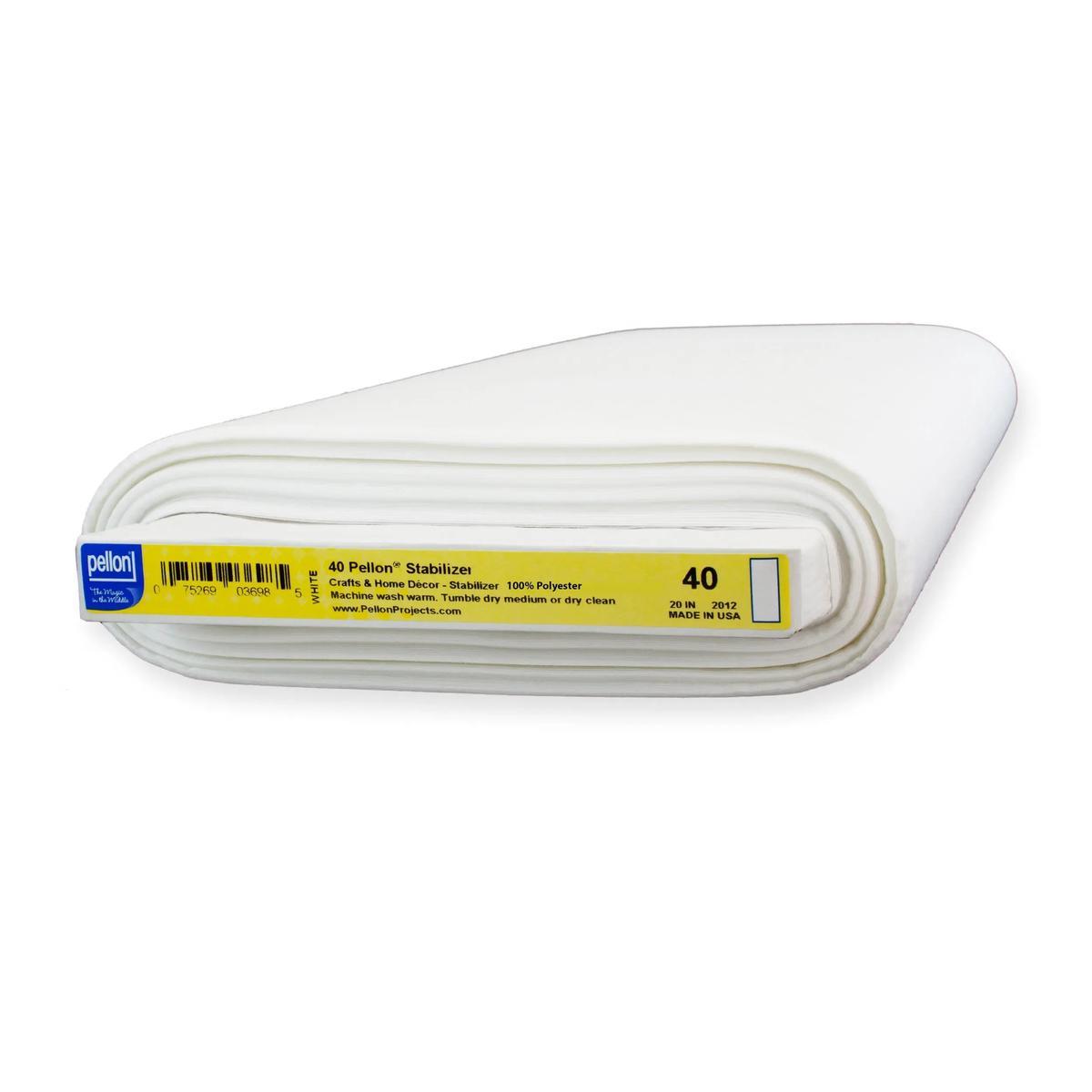 Pellon 40 Sew-In Midweight Stabilizer 20" x 10 yards Bolt. Color: White.