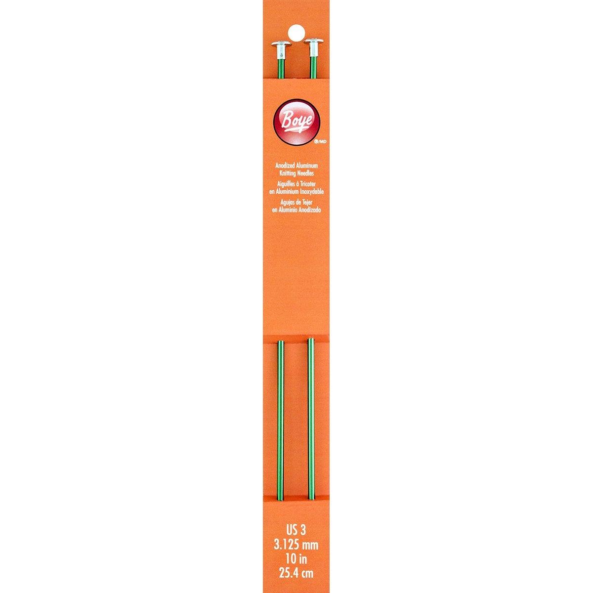 Boye Aluminum Straight Knitting Needles 10" (Sizes 6 to 10.5)