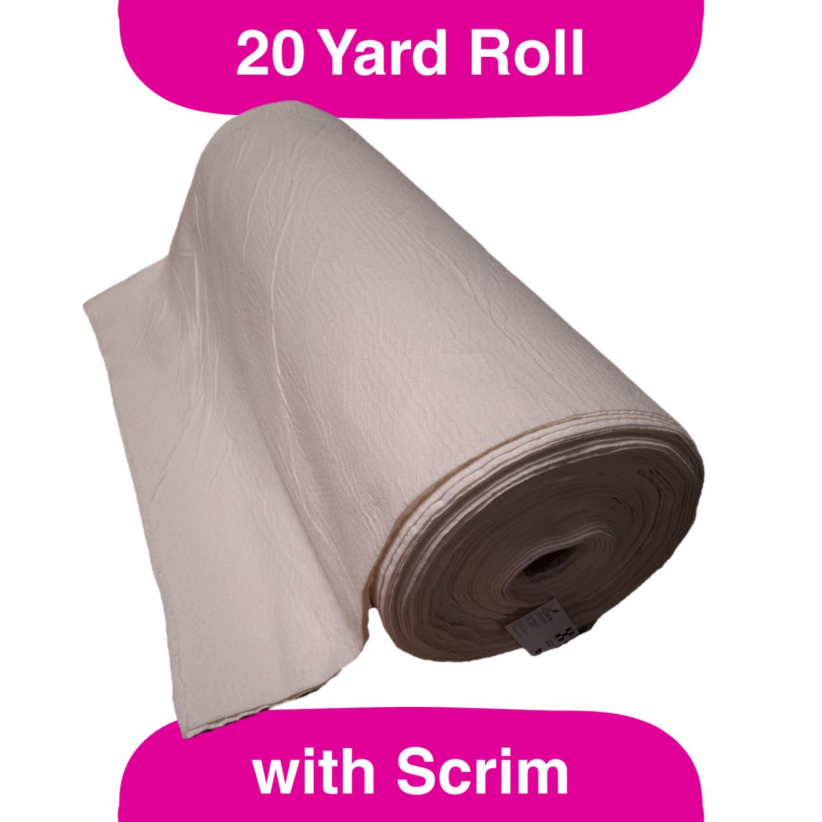 122" Wide Poly/Cotton Blend Batting with Scrim Liner,20 yards