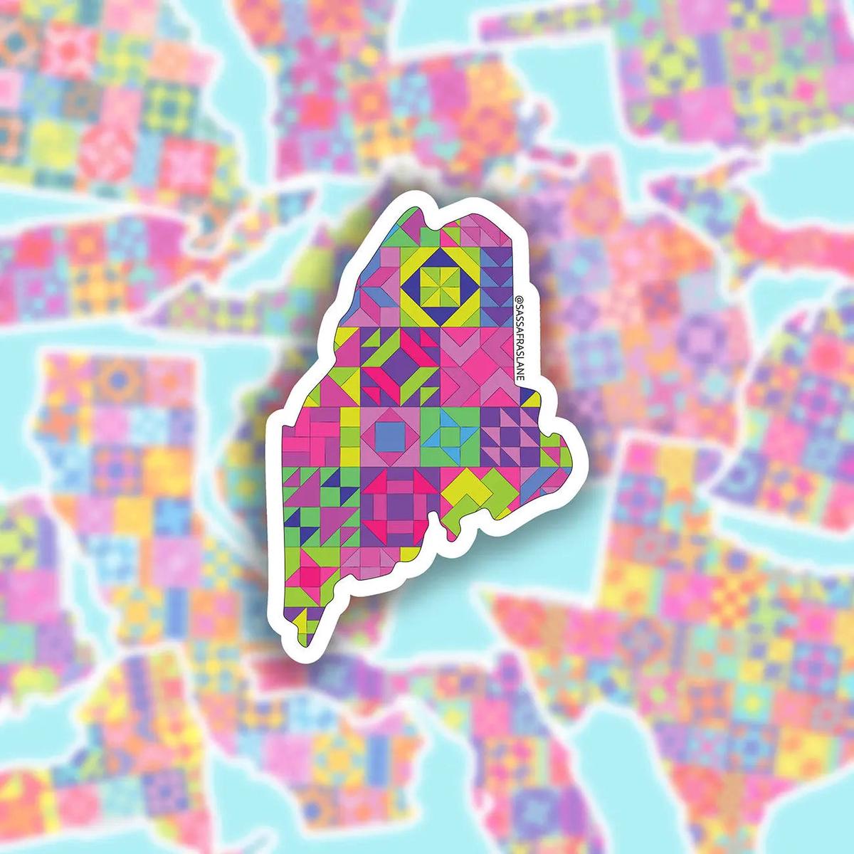 Maine State Quilt Stickers