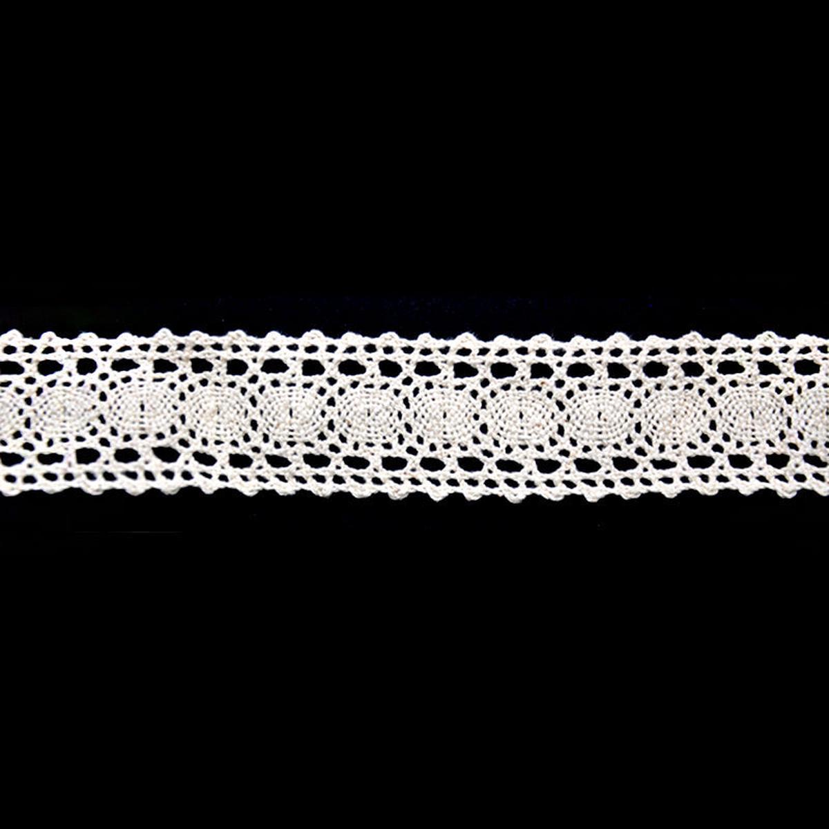 3.49cm Cotton Cluny Lace, Oval Medallion Pattern, 5 Yard Roll - For Dressmaking, Home Decor, & DIY Crafts
