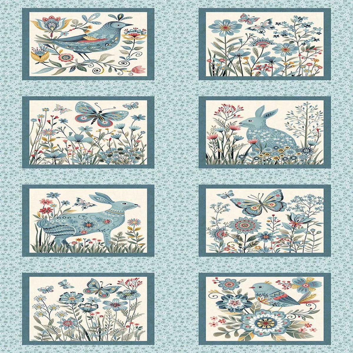 Pale Blue Forest Blocks 24" Panel