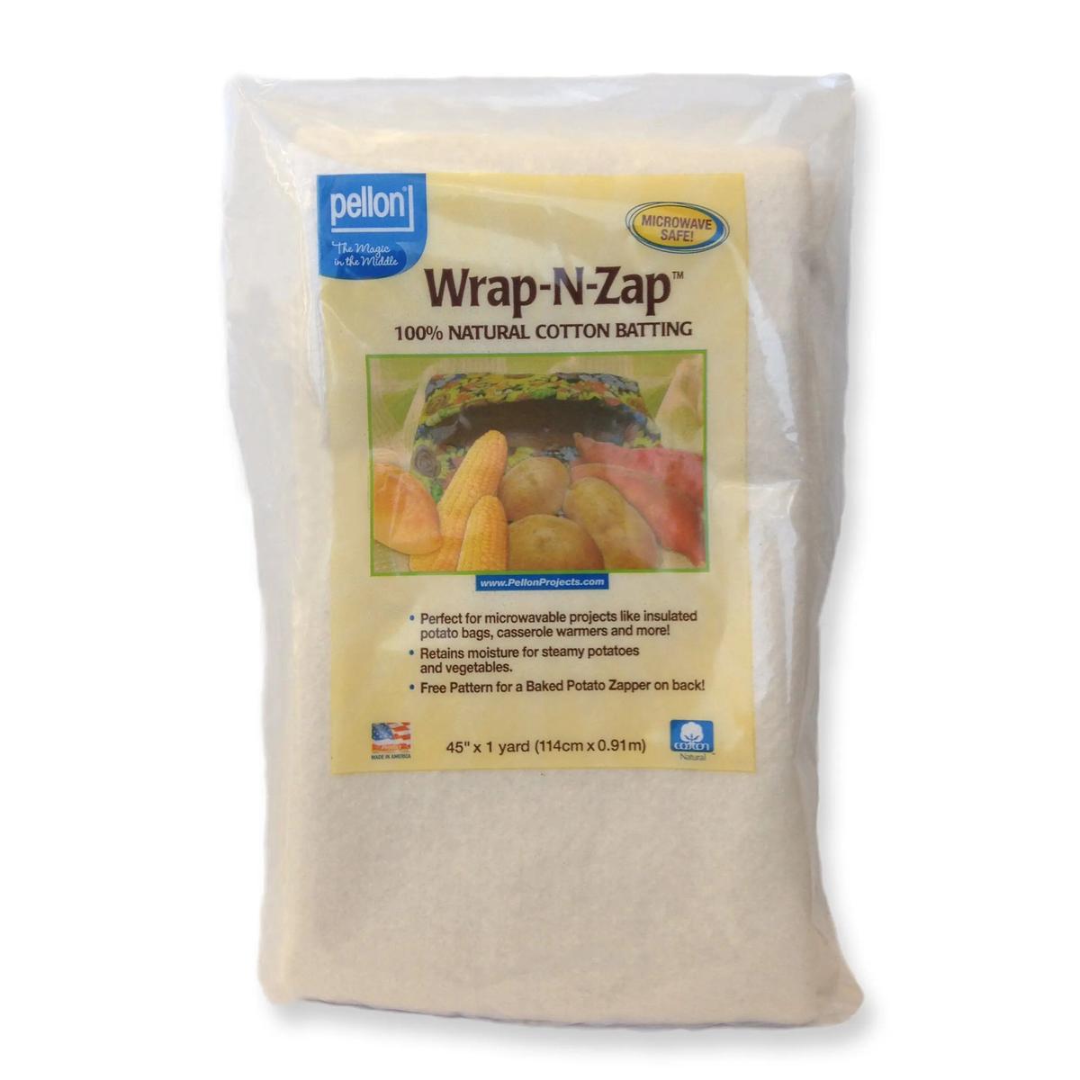 Pellon Wrap-N-Zap Microwaveable Cotton Batting 45" x 1 yard Package.