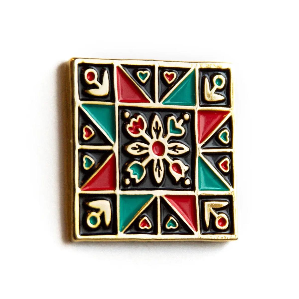 Quilt Block Enamel Pin