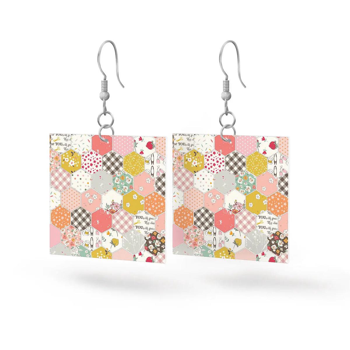 Leather Square Earrings BloomBerry