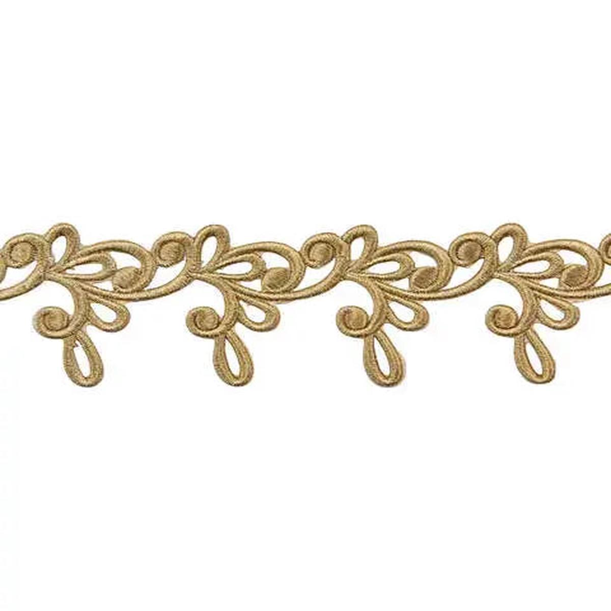 Yaya Han Iron on Milan Swirl Trim 2.31" Gold - Per Yard