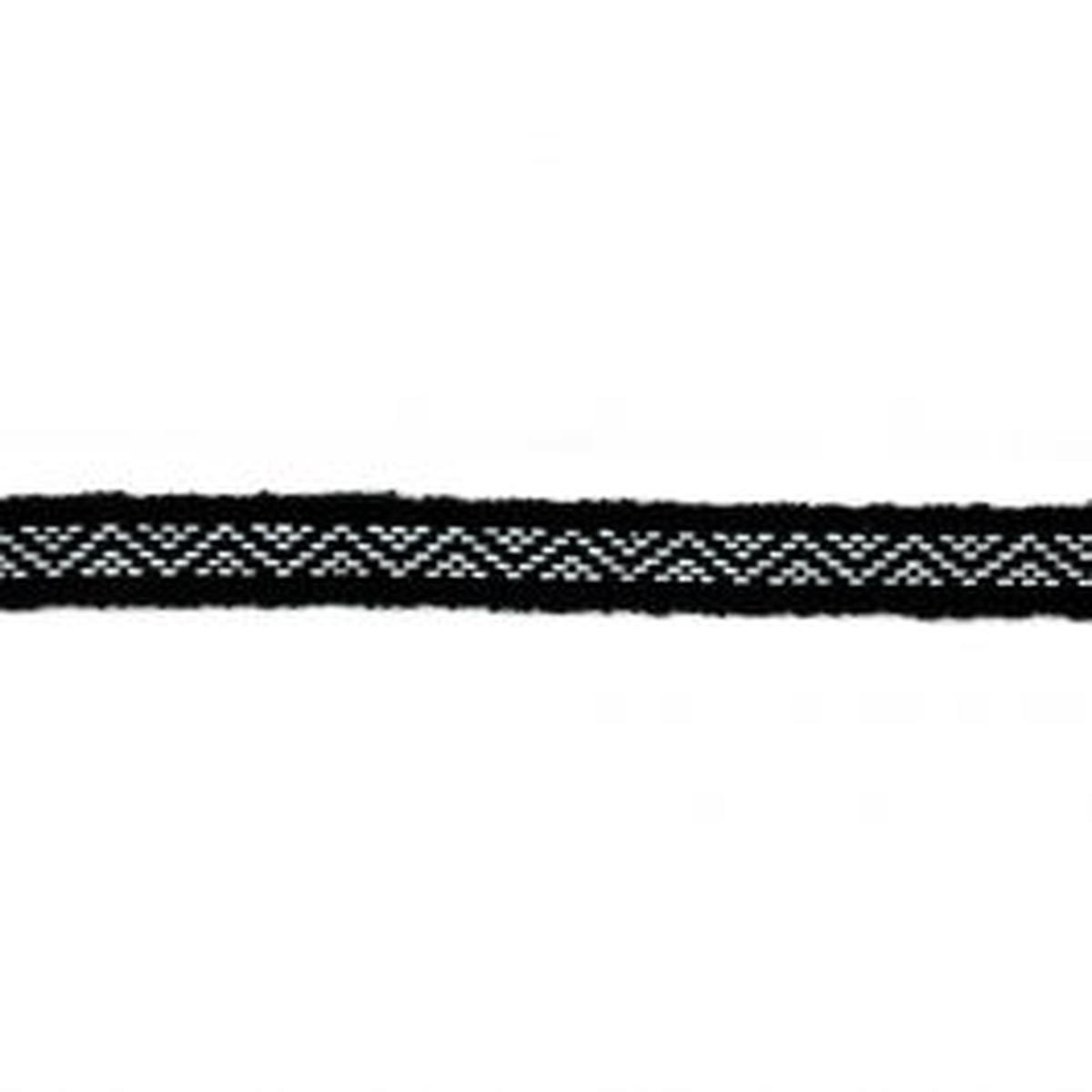 Black & White Geometric Jacquard Denim Trim, 0.75" X 5 Yard Roll - Boho Woven Upholstery & Sewing Trim