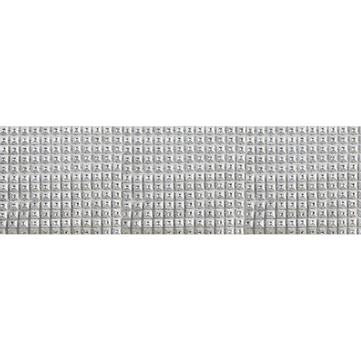 Silver Metallic Plastic Trim, 4-inch X 5 yards Sparkling Crystal Bling Mesh Trim for Costumes, Crafts, Dancewear & DIY Decor
