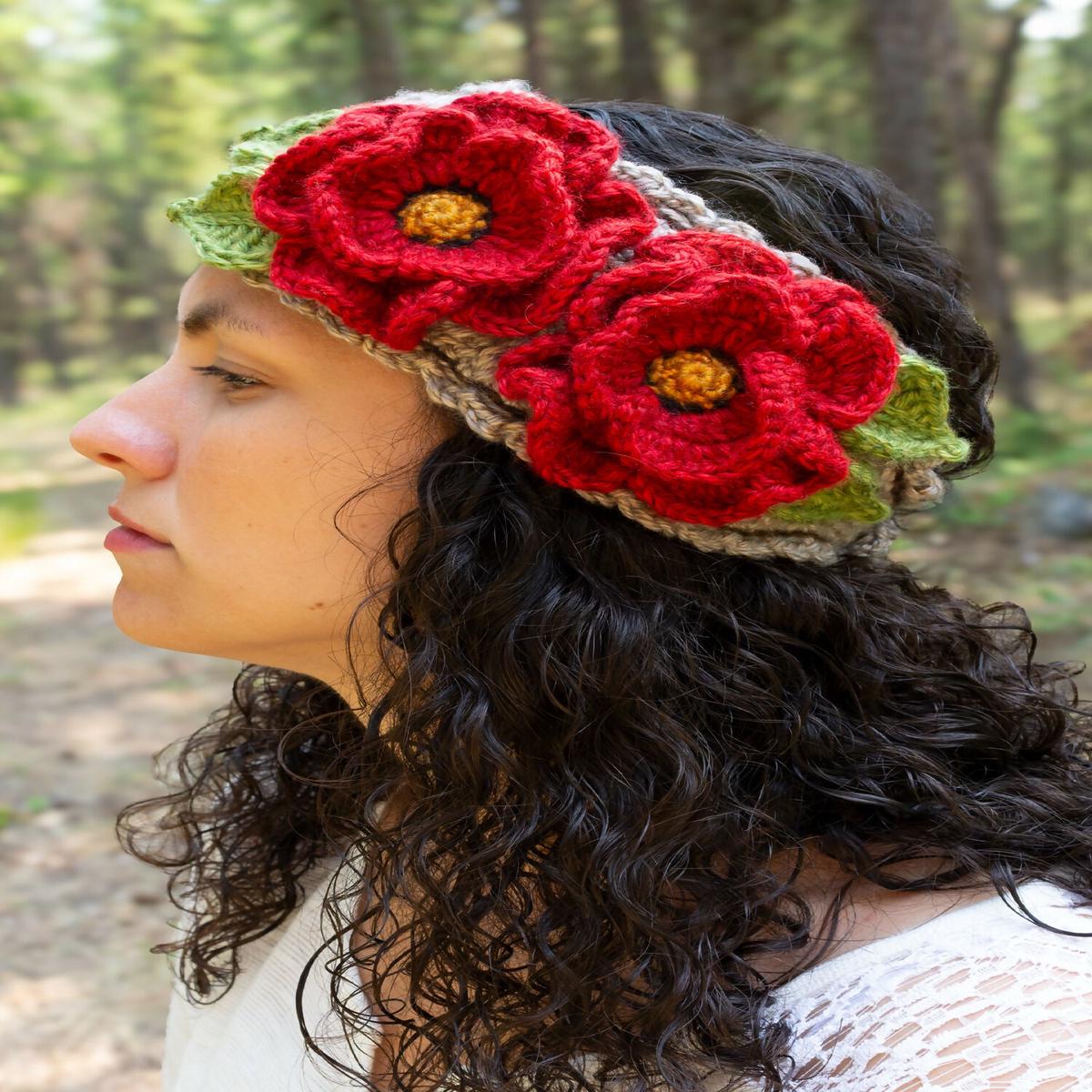 Basket Full of Poppies Headband (Crochet)