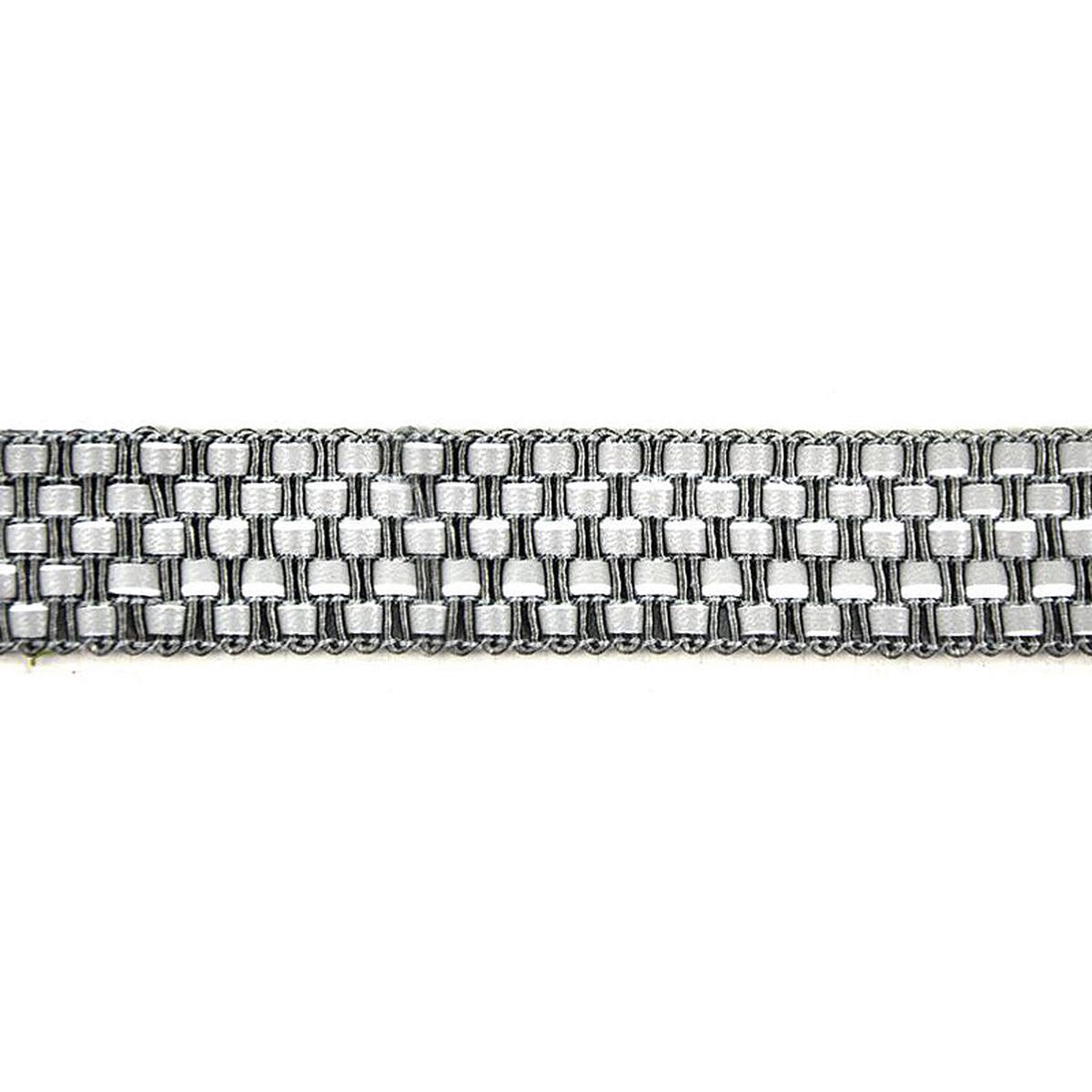 Silver Metallic Basketweave Faux Leather Trim, 1" X 5 Yards Decorative Upholstery, Craft Braid Trim