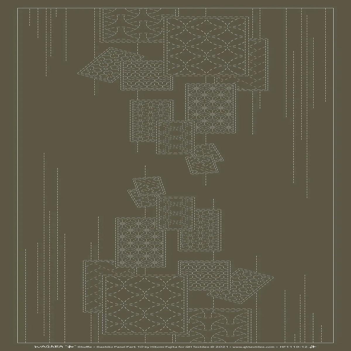 Wagara Sashiko Panel Part 10 Shuffle Slate