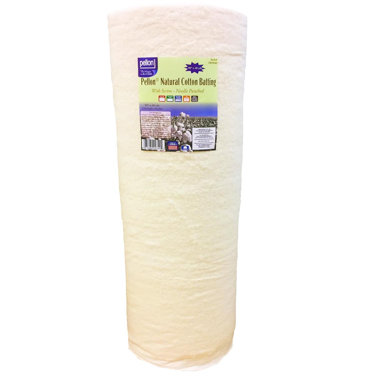 Pellon Natural Cotton Batting With Scrim 90" x 40 yards Roll.