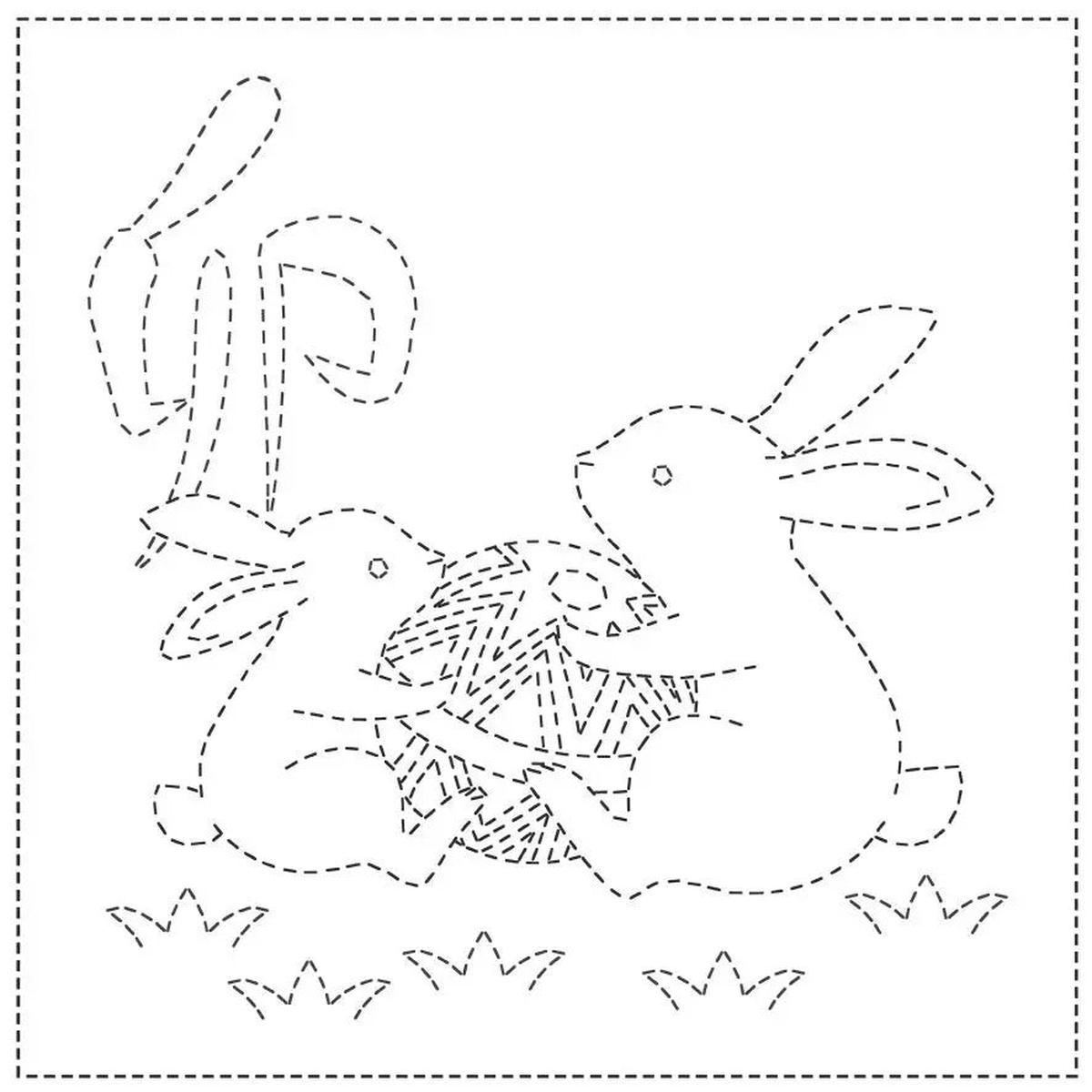 Sashiko Cloth Rappit - White