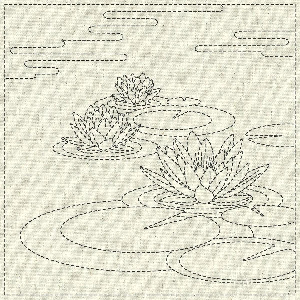 Sashiko Cloth - Water Lily