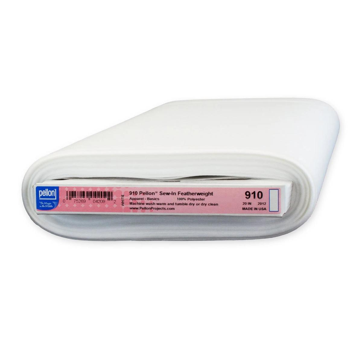 Pellon 910 Sew-In Featherweight Interfacing 20" x 10 yards Bolt. Color: White.