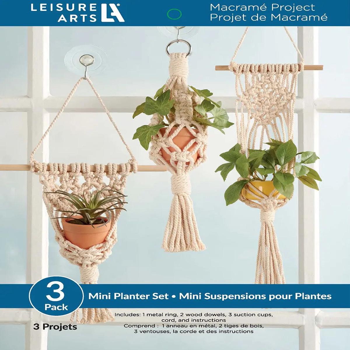 Leisure Arts Macrame Kit Mini Planter Set