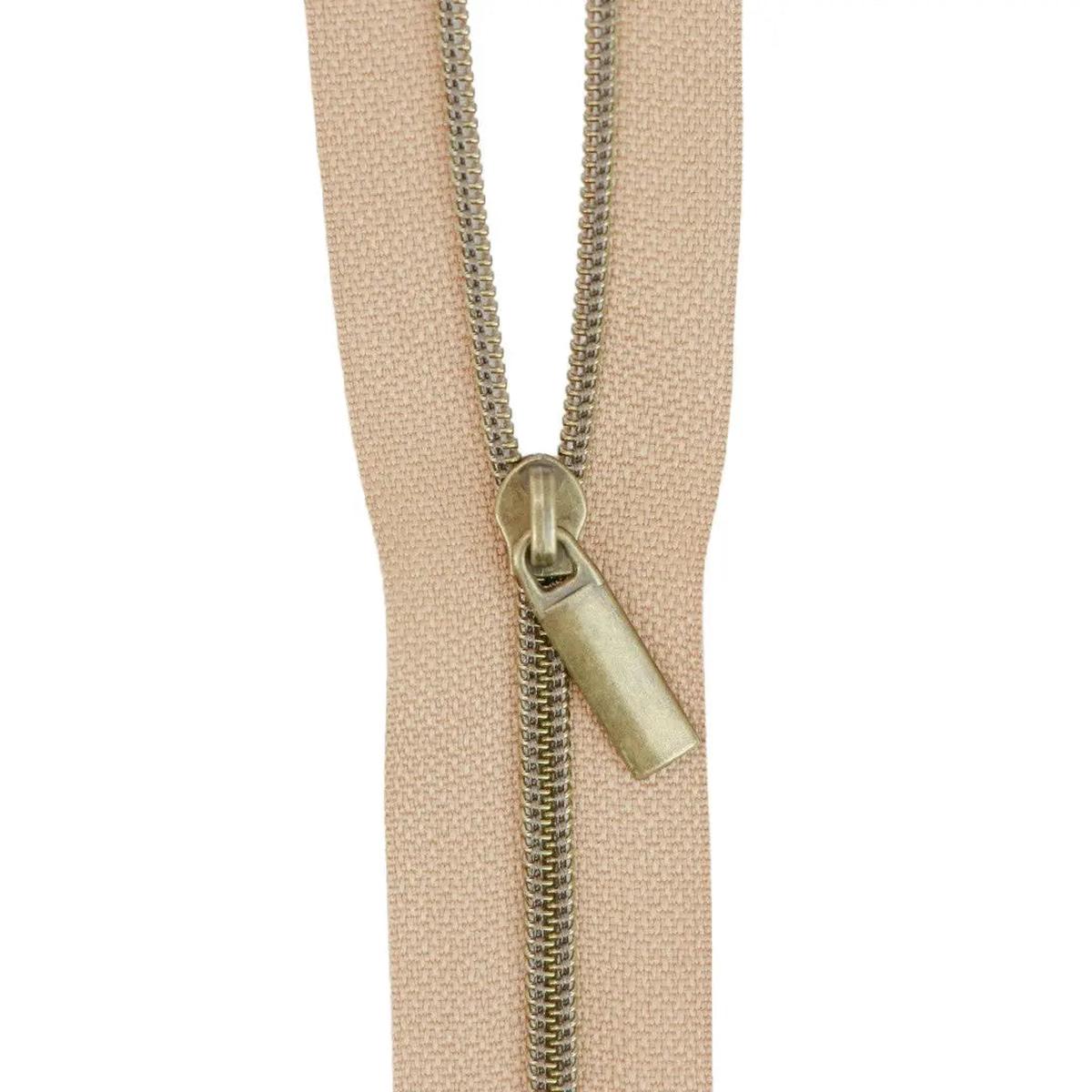 Natural #3 Nylon Antique Coil Zippers: 3 Yards with 9 Pulls
