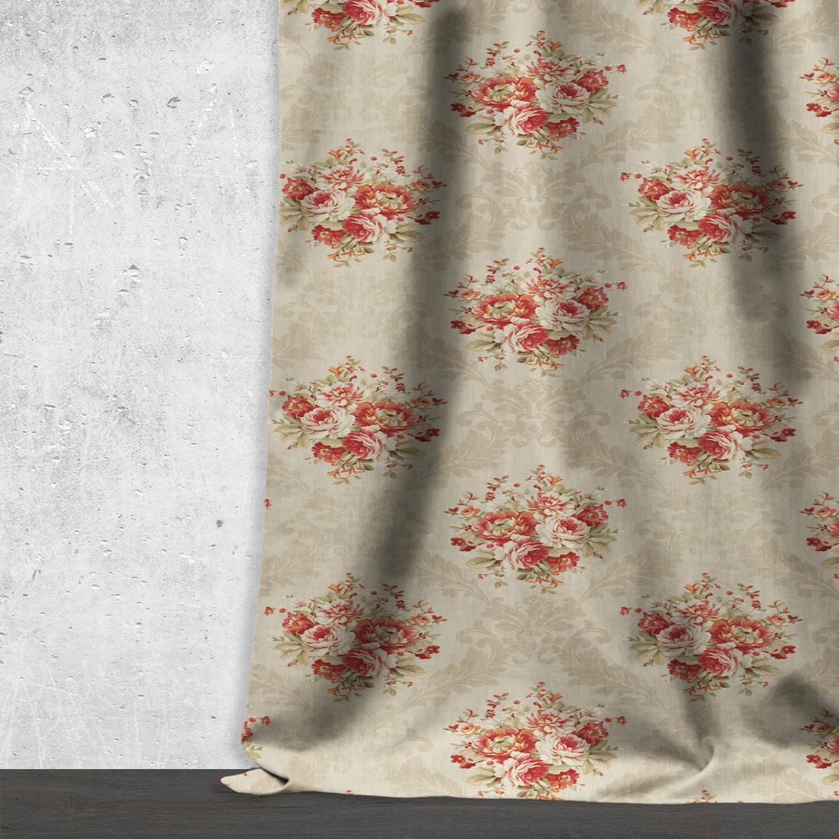 'Wild Root' Fabric by the Yard (Red/ Creamy-Beige)